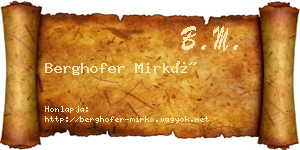 Berghofer Mirkó névjegykártya